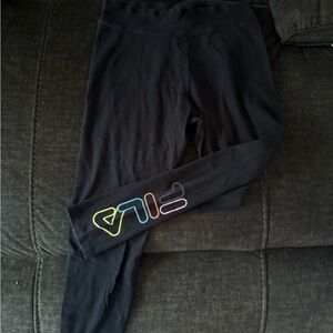 Fila Black Leggings with Colorful Logo